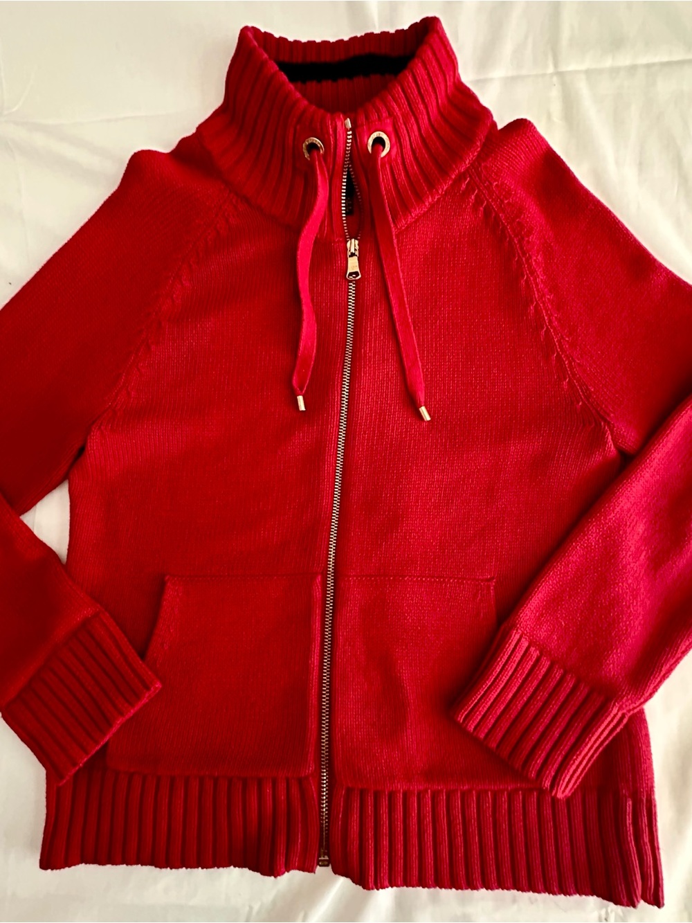 Women’s Ralph Lauren Red Zip-Front Sweater vintage luxurious old money, Y2K